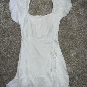 White Puff Sleeve Mini Dress